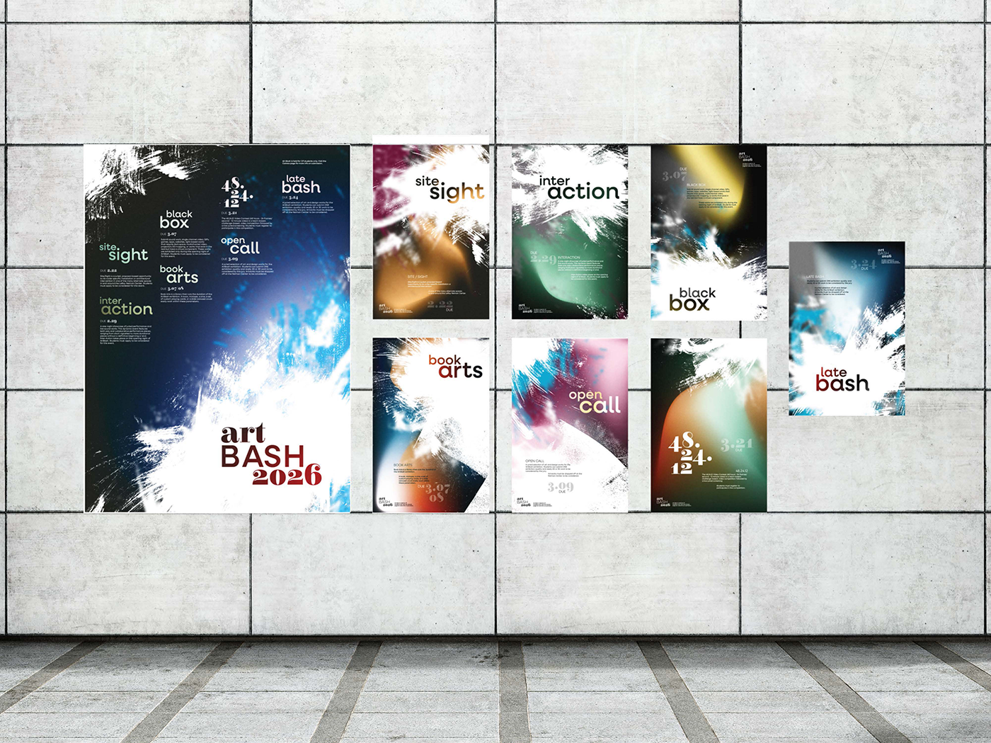 The meta composition of all 7 event posters and the main event poster